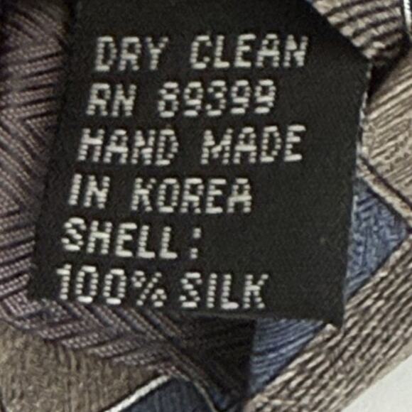 Zanzara Men's Necktie 100% Silk Allover Square Geometric Print Brown Blue Retro - Picture 6 of 6